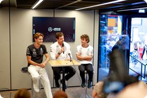 George Russell, Toto Wolff, Andrea Kimi Antonelli