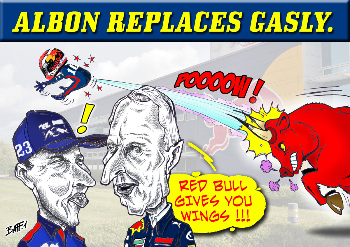 Sideview Cartoon - Albon replaces Gasly