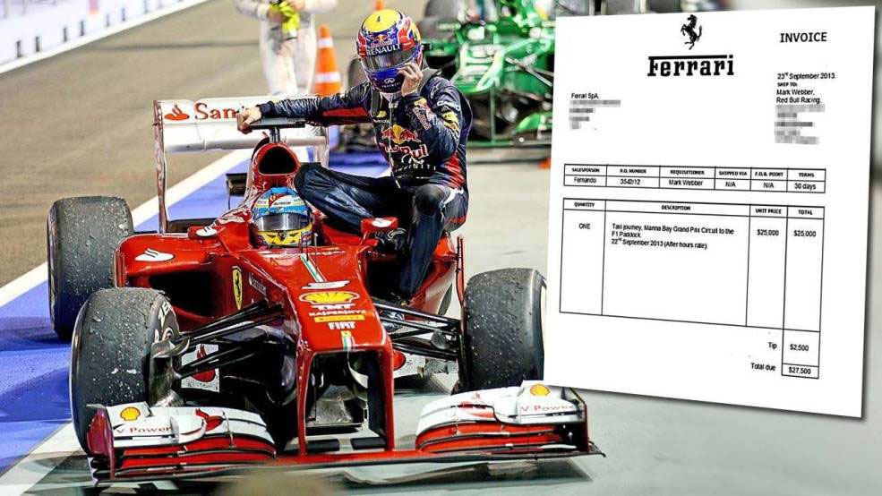 Ferrari sends Webber bill for Singapore taxi ride
